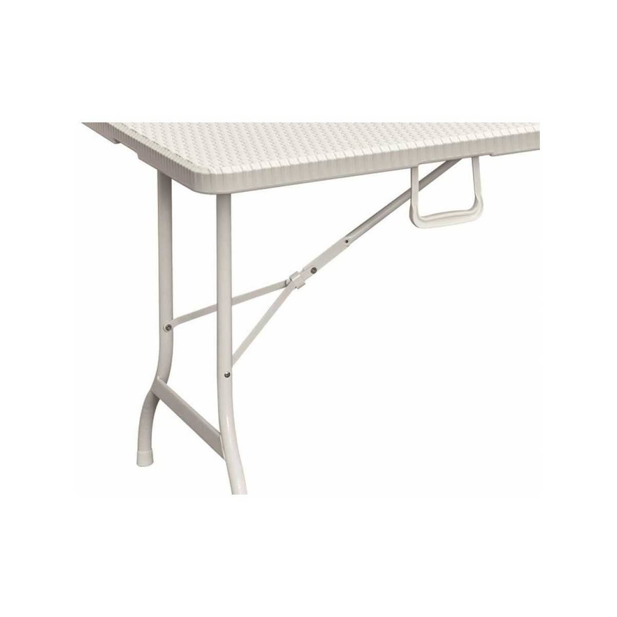 Table rectangulaire blanche 180x75xH72cm pliante Résine effet rotin Camping Réceptions festivals évènements KZ GARDEN - Imagen 2