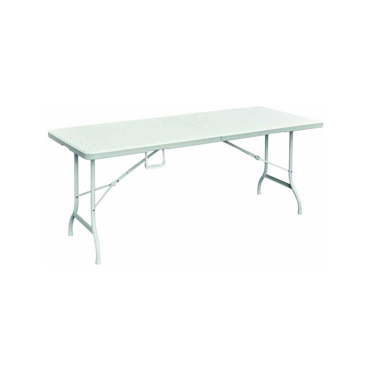 Table rectangulaire blanche 180x75xH72cm pliante Résine effet rotin Camping Réceptions festivals évènements KZ GARDEN - Imagen 1