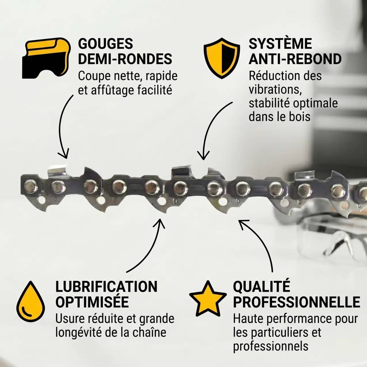 Nemura - Pour Echo CS3000 - Guide 33cm + 3 Chaînes de tronçonneuse - 47 Entraineurs - Pas 3/8LP - Jauge 0.50 (1.3mm) - Image 2