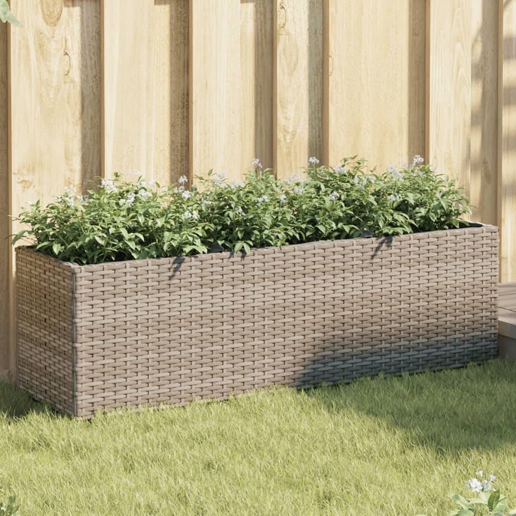ComfortXL - Jardinière rectangulaire Résine Tressée 3 Pots pour Plantes d'extérieur 105x30x32 cm Gris - ComfortXL Outdoor Living
