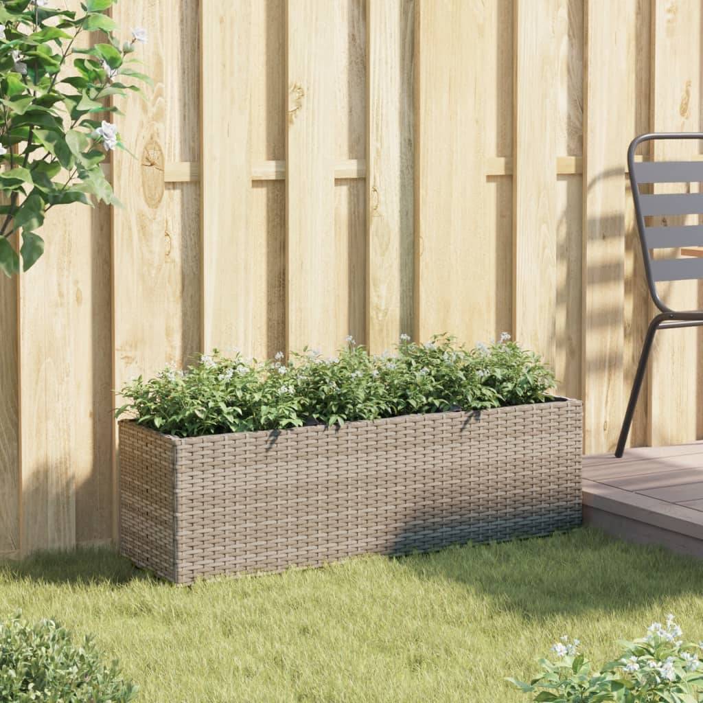 ComfortXL - Jardinière rectangulaire Résine Tressée 3 Pots pour Plantes d'extérieur 105x30x32 cm Gris - ComfortXL Outdoor Living - Image 3