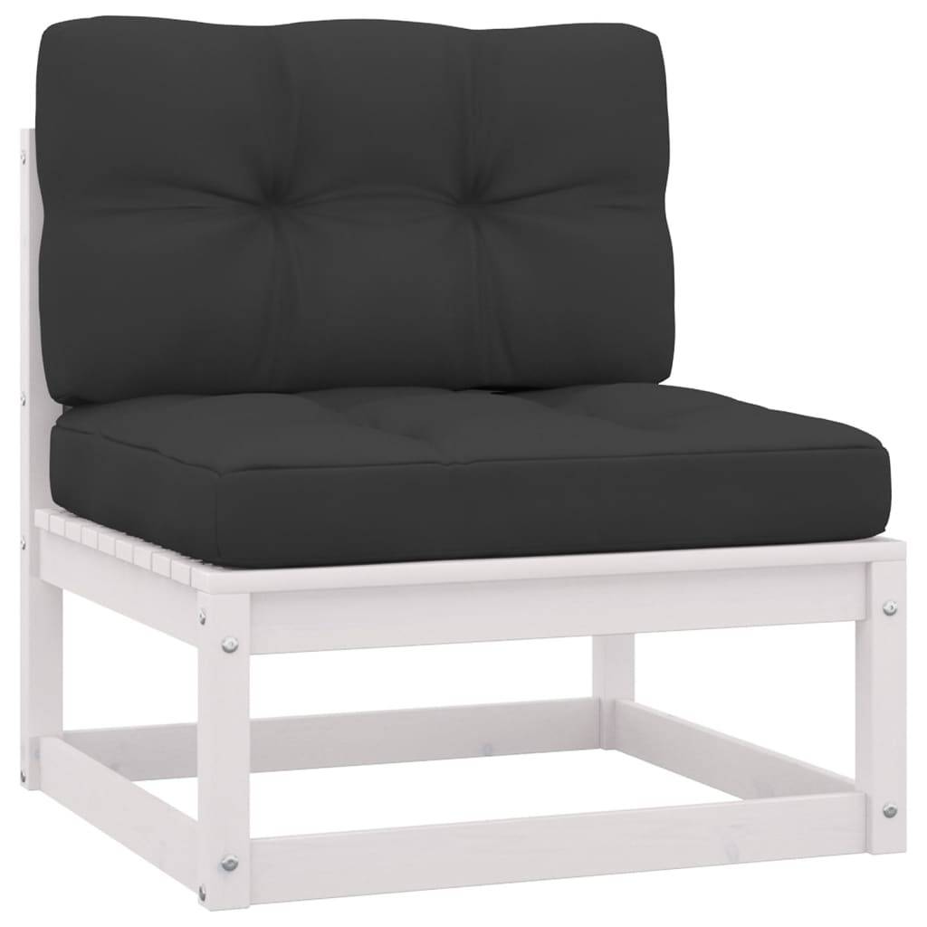 Helloshop26 - Salon de jardin meuble d'extérieur ensemble de mobilier 11 pièces avec coussins blanc bois de pin massif - Imagen 4