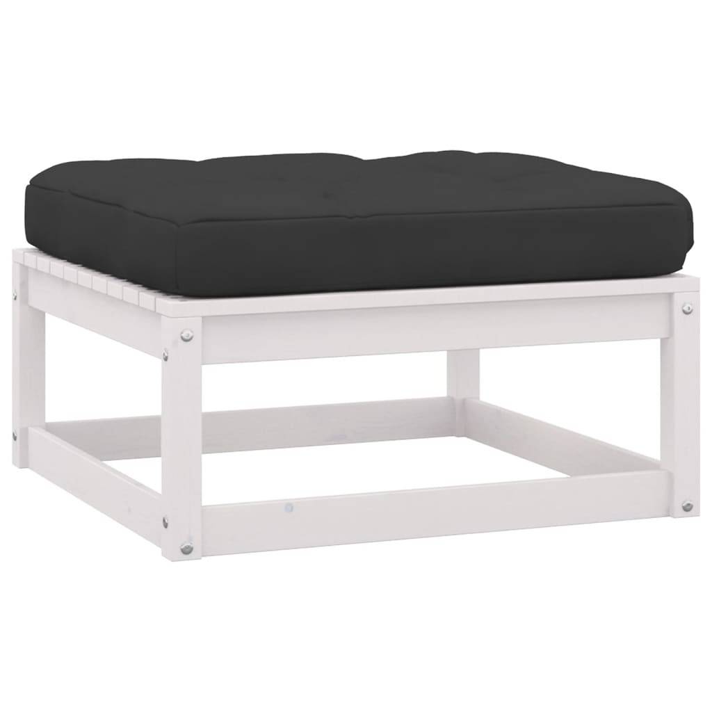 Helloshop26 - Salon de jardin meuble d'extérieur ensemble de mobilier 11 pièces avec coussins blanc bois de pin massif - Imagen 5