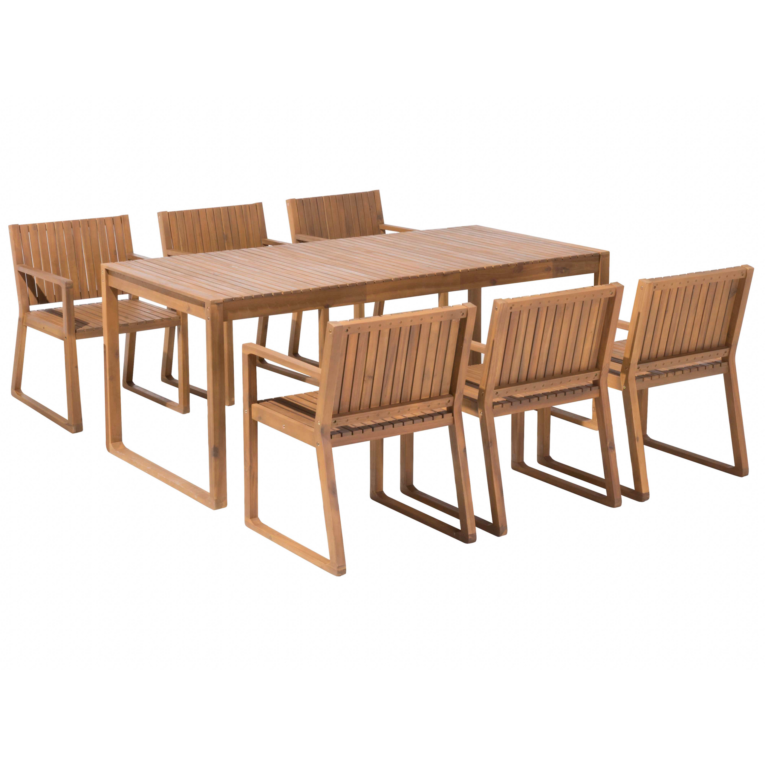 Beliani - Ensemble de Salle à Manger de Jardin en Bois d'Acacia Clair Table et 6 sièges Résistant aux intempéries Design classique - Imagen 1