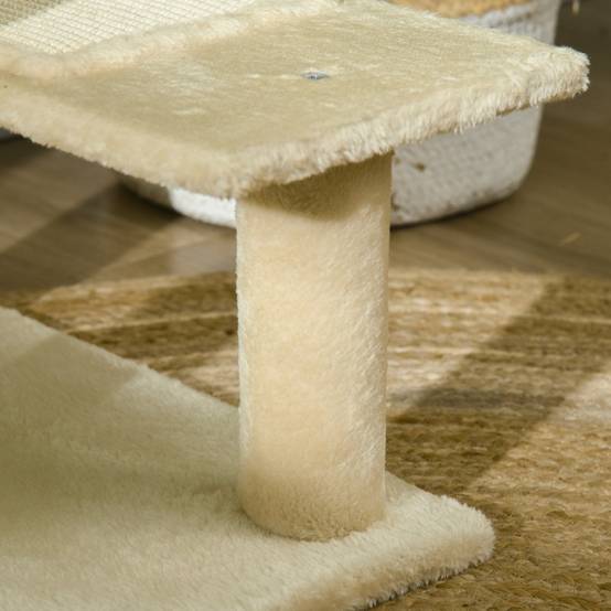 Arbre à chat tour 100 cm avec poteaux sisal, grande plateforme multi-niveaux pour petits et moyens chats beige - Image 7