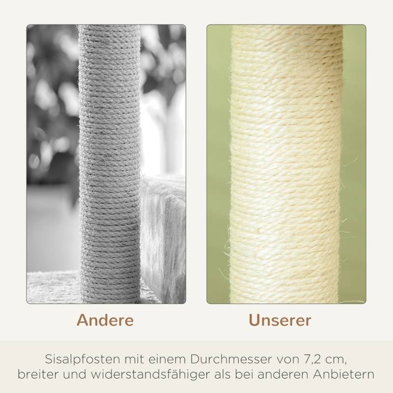 Arbre à chat tour 100 cm avec poteaux sisal, grande plateforme multi-niveaux pour petits et moyens chats beige - Image 4