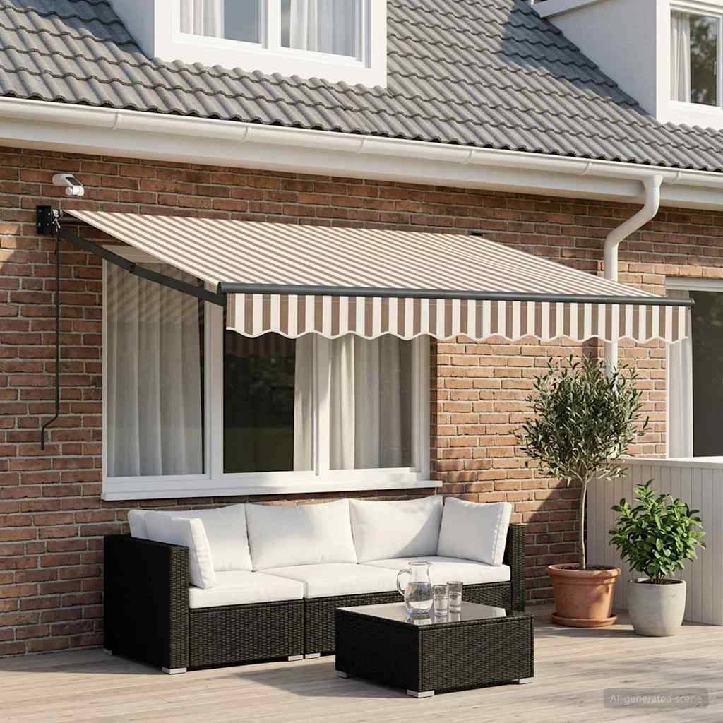 ComfortXL - Store banne électrique polyester alu pour jardin protection soleil gris clair - ComfortXL Outdoor Living - Image 1