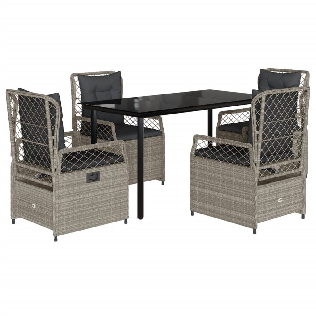Salon de jardin 4 personnes résine tressée chaises inclinables 140cm Gris – ComfortXL Outdoor Living - Image 2