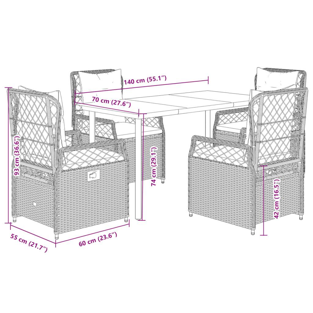 Salon de jardin 4 personnes résine tressée chaises inclinables 140cm Gris – ComfortXL Outdoor Living - Image 8