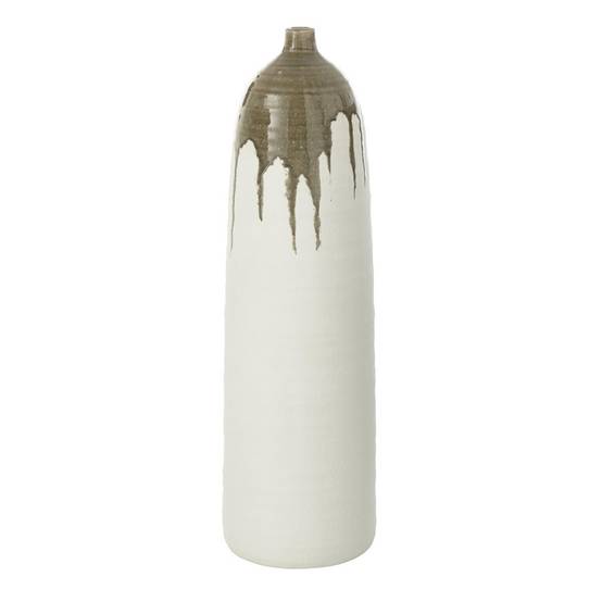 Vase Bouteille en Argile "Olea" 67cm Blanc & Vert - Image 1