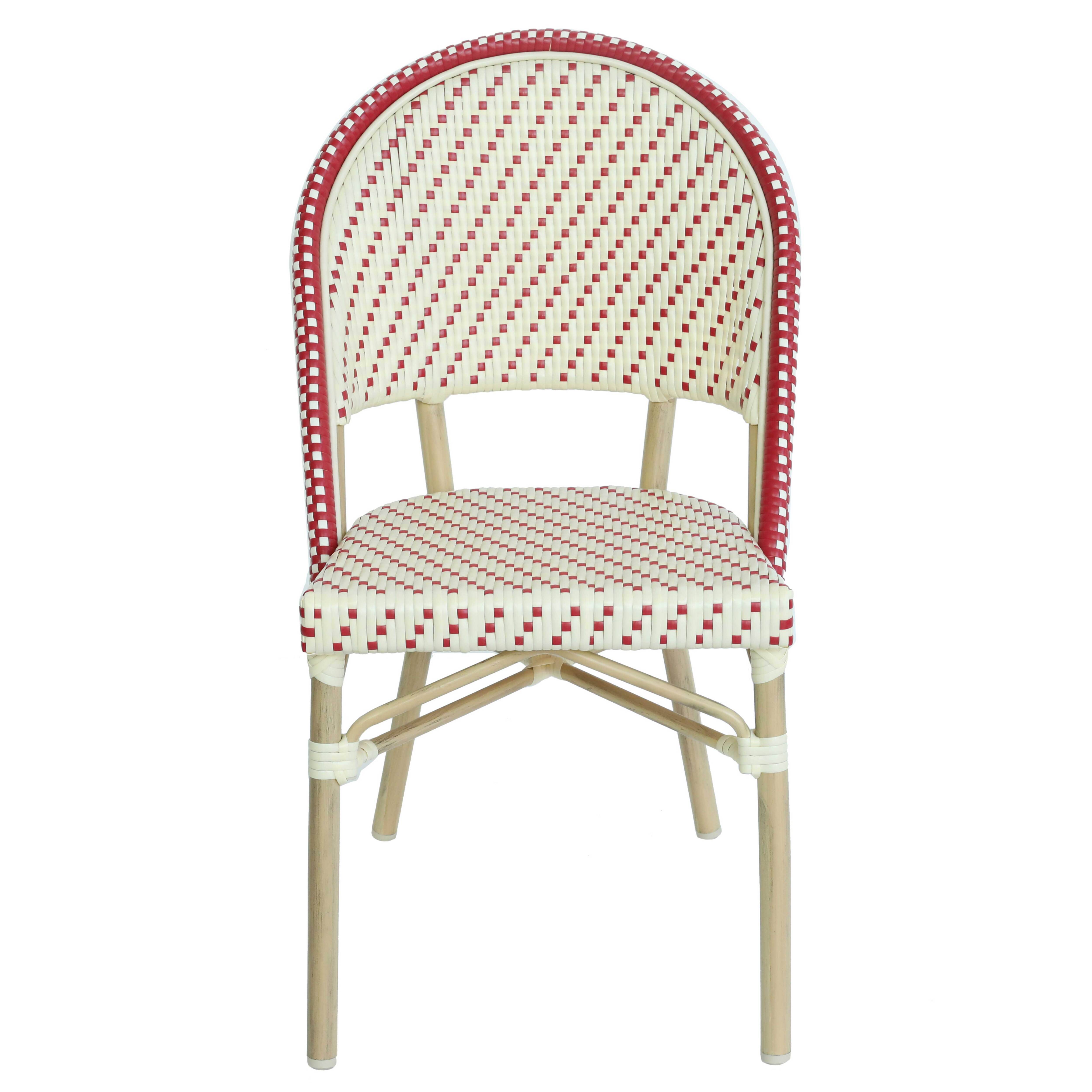 Oviala - Chaise de terrasse bistrot parisien en aluminium et rotin rouge Marais - Oviala - Image 4