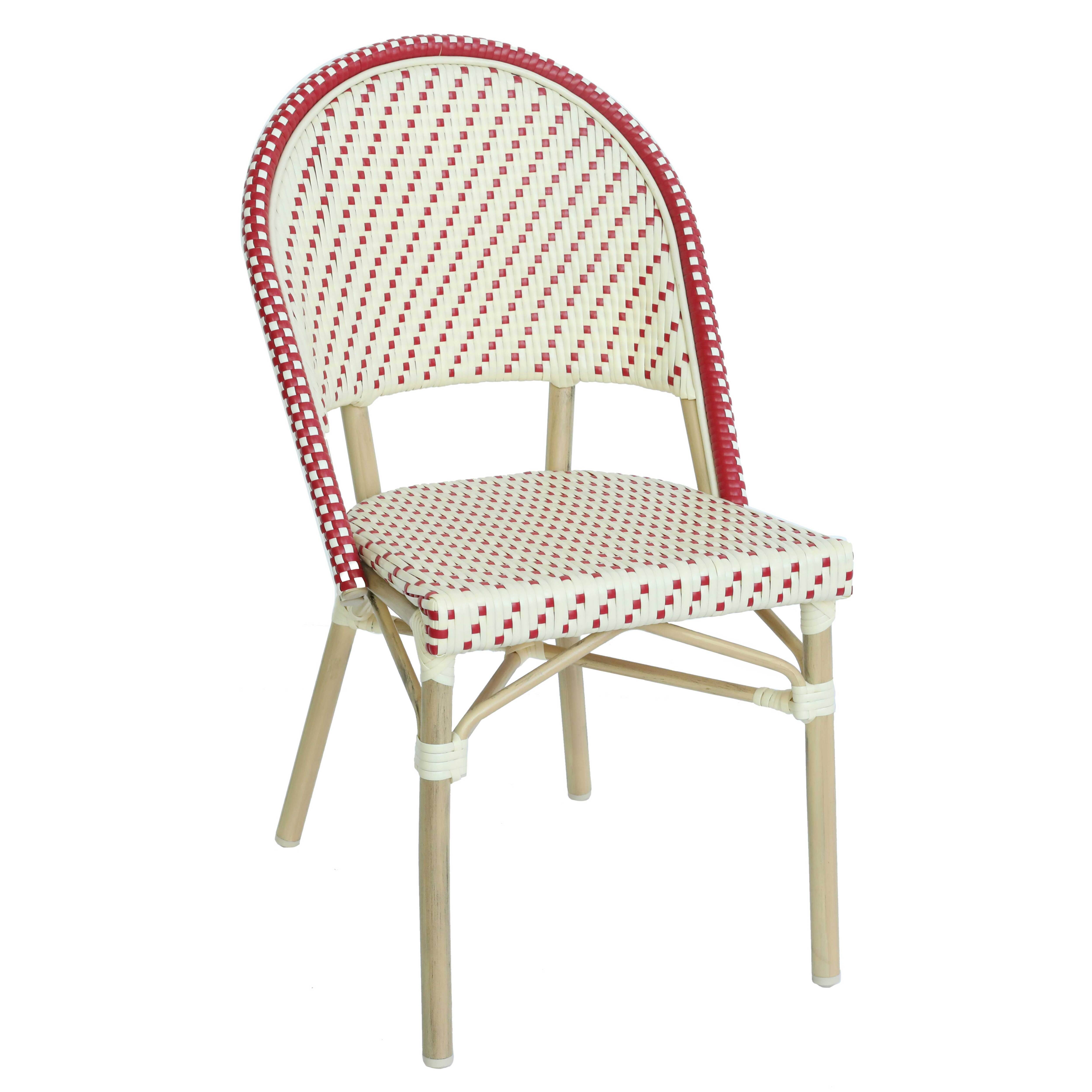 Oviala - Chaise de terrasse bistrot parisien en aluminium et rotin rouge Marais - Oviala - Image 1