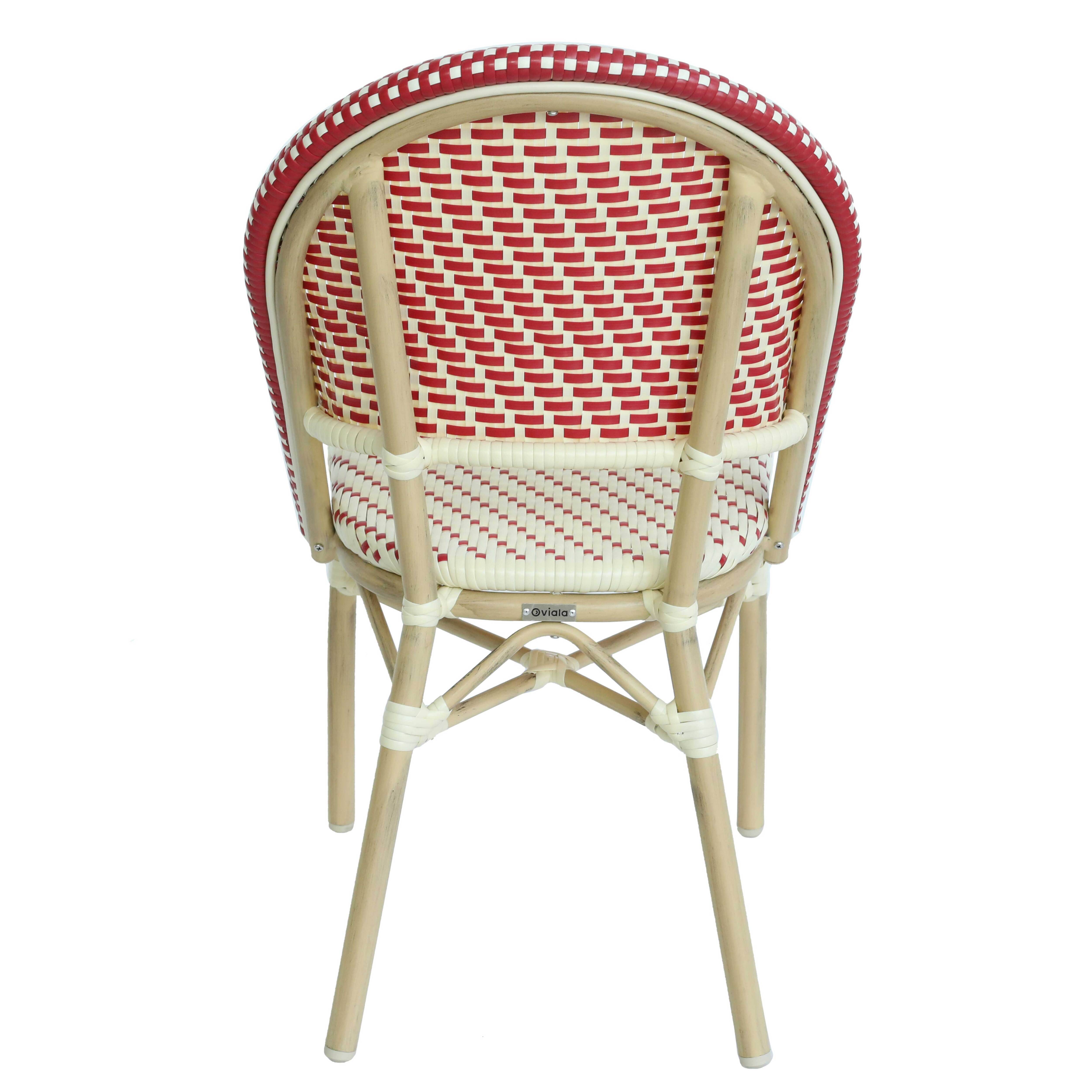 Oviala - Chaise de terrasse bistrot parisien en aluminium et rotin rouge Marais - Oviala - Image 5