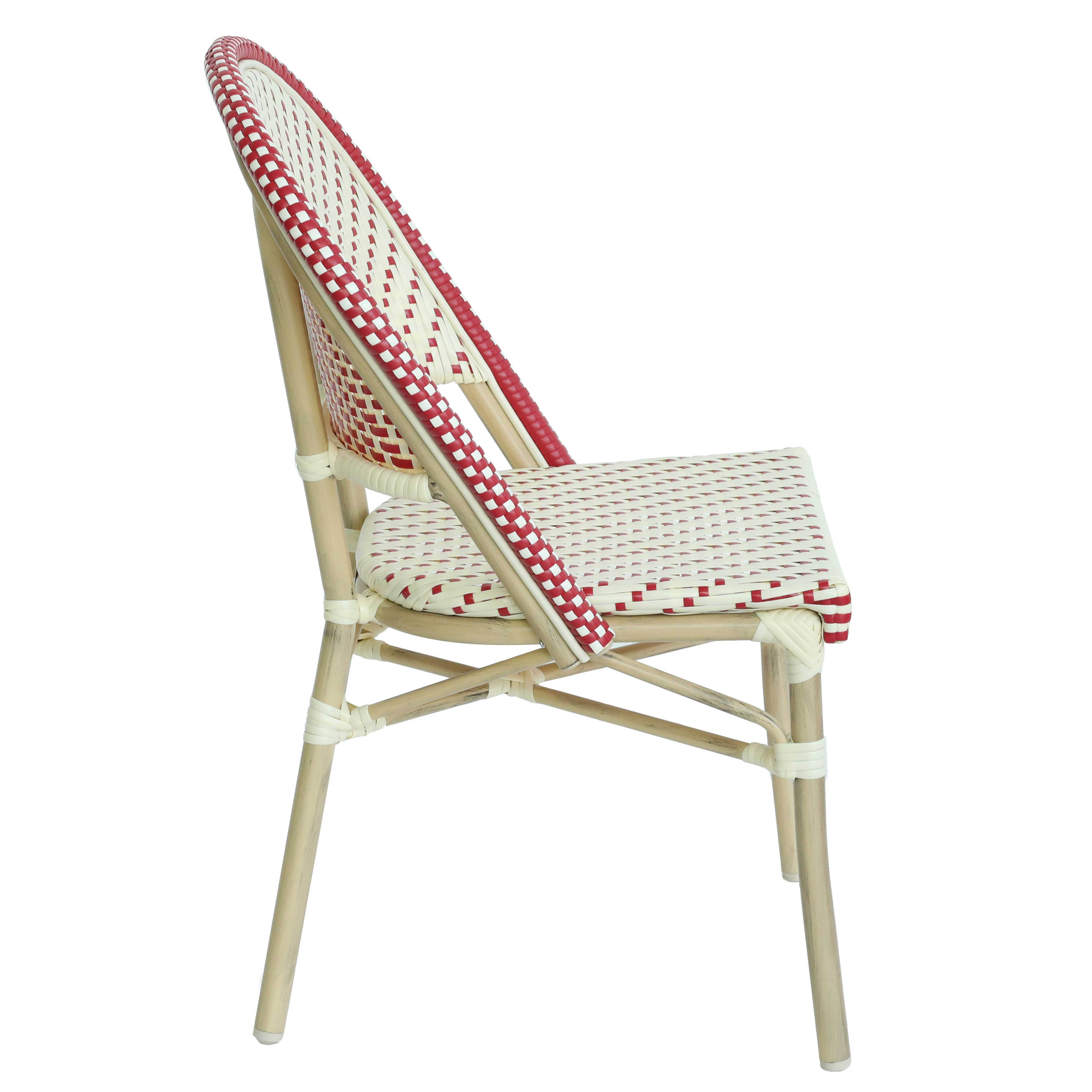Oviala - Chaise de terrasse bistrot parisien en aluminium et rotin rouge Marais - Oviala - Image 2