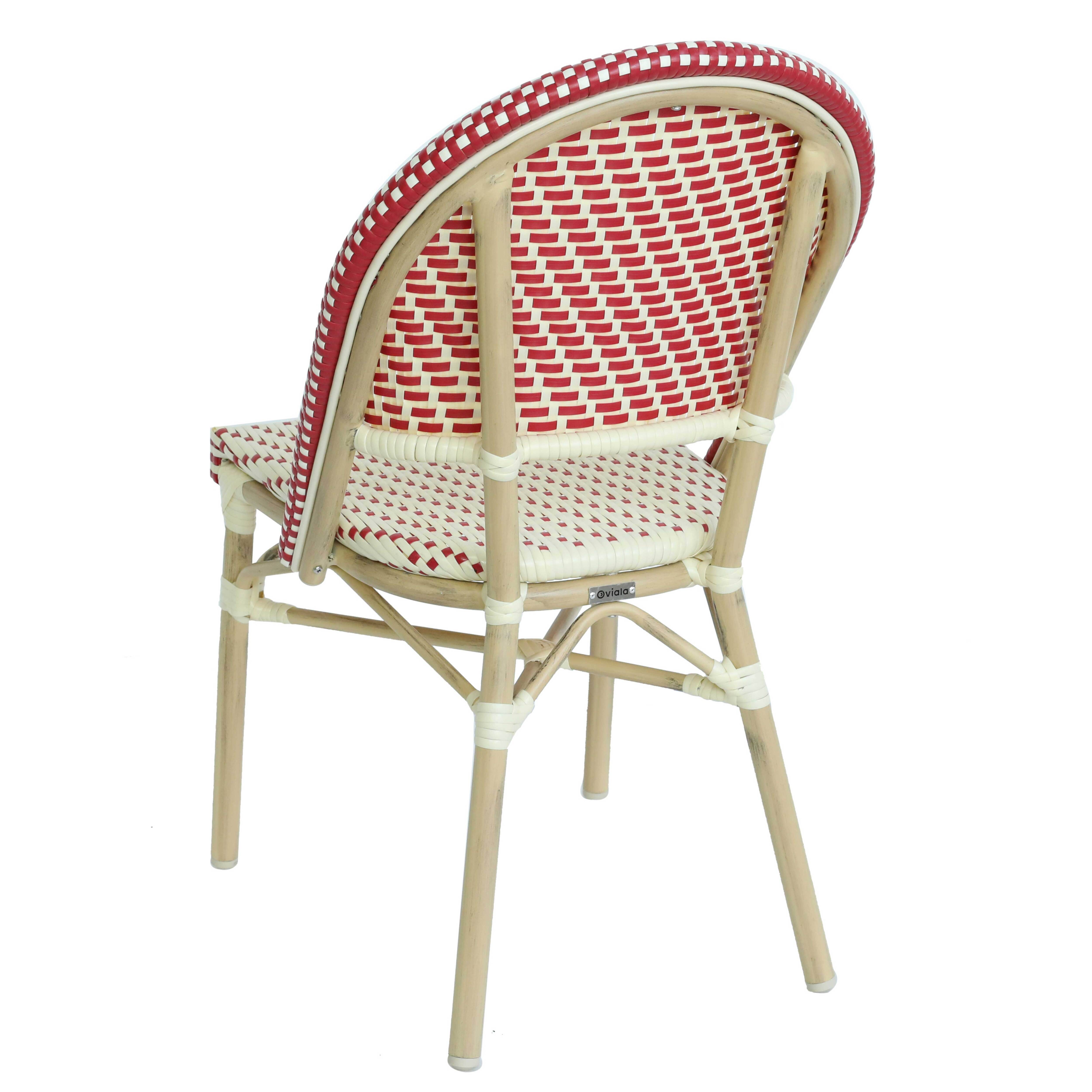 Oviala - Chaise de terrasse bistrot parisien en aluminium et rotin rouge Marais - Oviala - Image 3