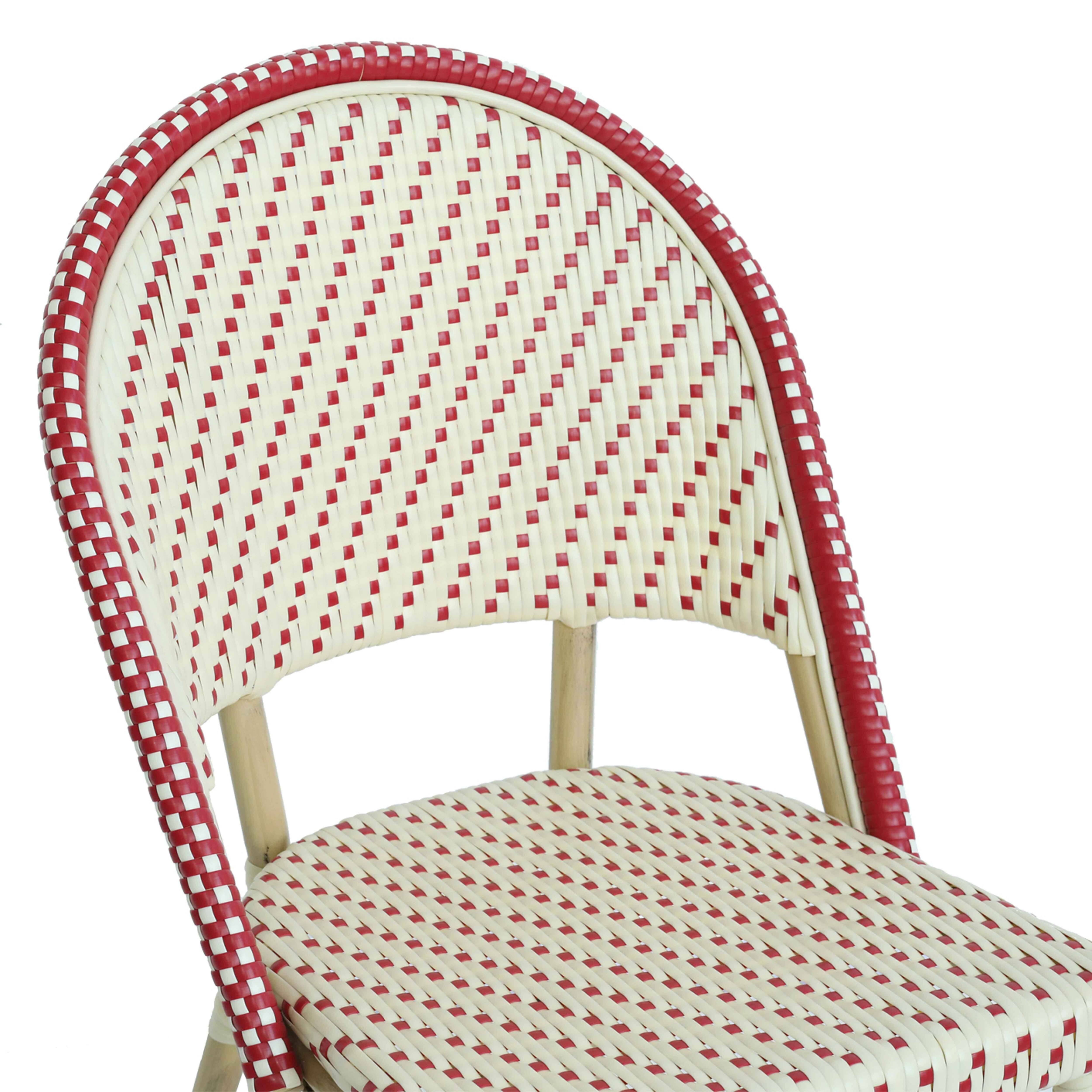 Oviala - Chaise de terrasse bistrot parisien en aluminium et rotin rouge Marais - Oviala - Image 6