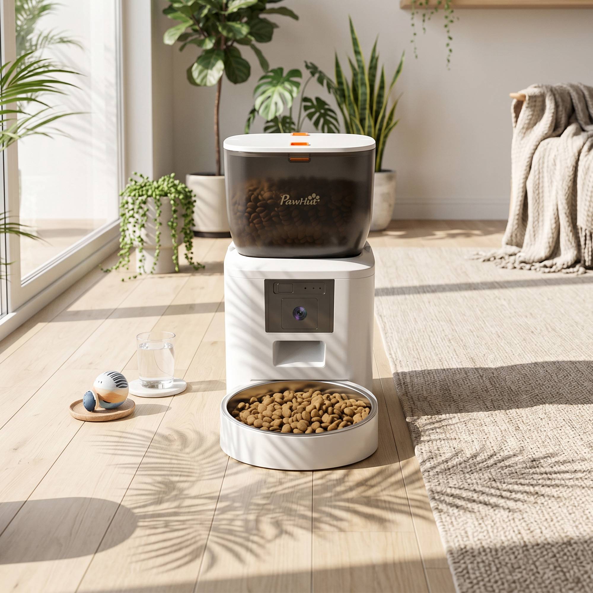 ComfortXL - Distributeur automatique 4 L ABS inox blanc pour chat avec caméra Wi-Fi audio bidirectionnel et contrôle à distance - Image 9