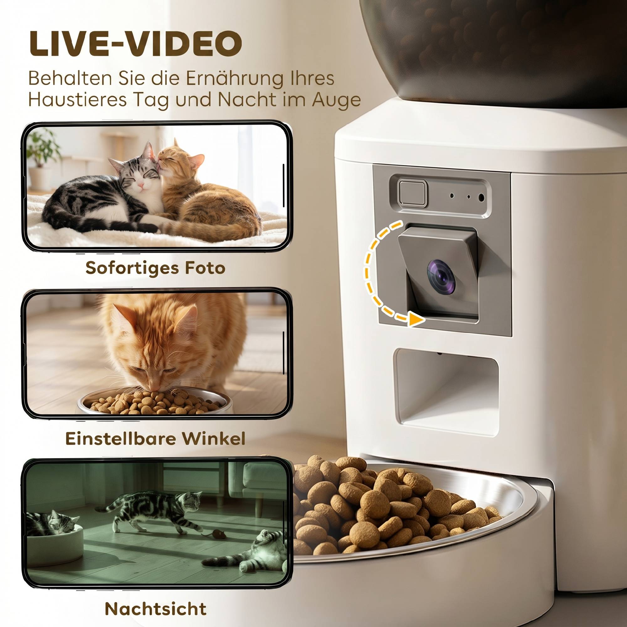 ComfortXL - Distributeur automatique 4 L ABS inox blanc pour chat avec caméra Wi-Fi audio bidirectionnel et contrôle à distance - Image 4