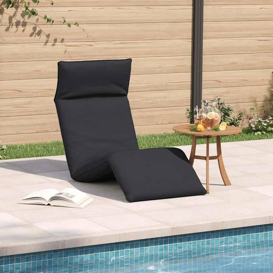 Chaise Longue Sol Pliante Tissu Oxford Plage Jardin Inclinable 5 Positions Noir - ComfortXL Outdoor Living - Image 3