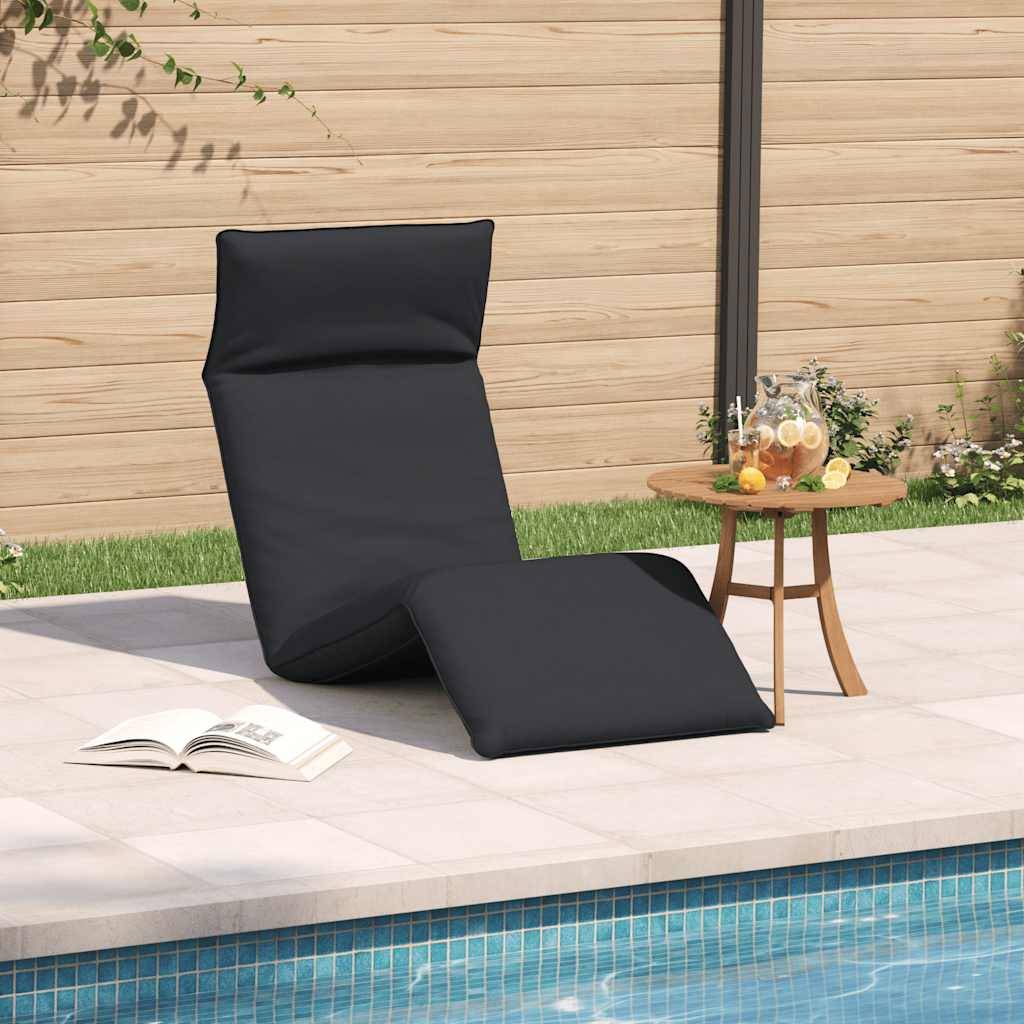 Chaise Longue Sol Pliante Tissu Oxford Plage Jardin Inclinable 5 Positions Noir - ComfortXL Outdoor Living - Image 3