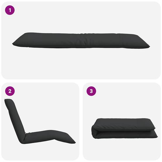 Chaise Longue Sol Pliante Tissu Oxford Plage Jardin Inclinable 5 Positions Noir - ComfortXL Outdoor Living - Image 7