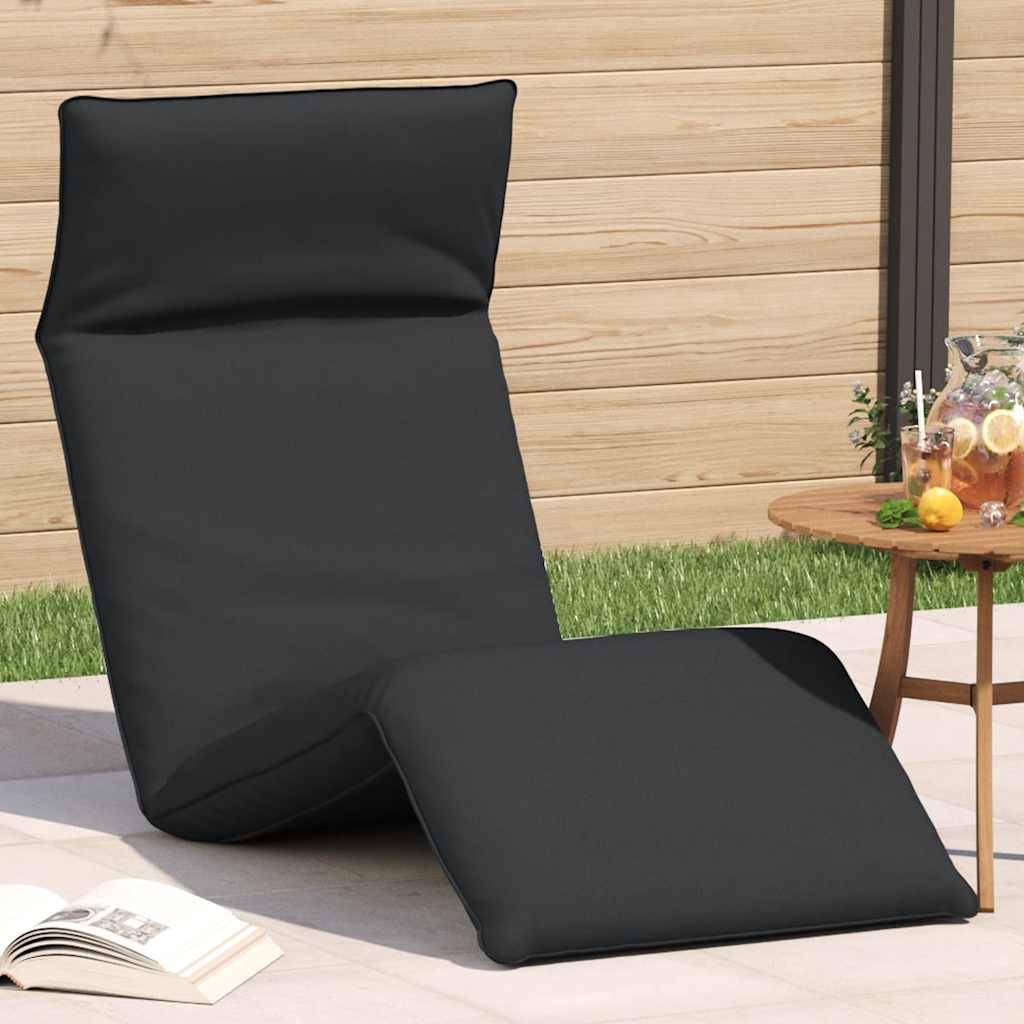 Chaise Longue Sol Pliante Tissu Oxford Plage Jardin Inclinable 5 Positions Noir - ComfortXL Outdoor Living - Image 1