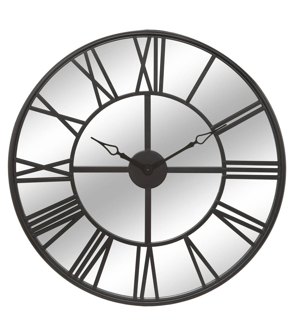 Grande Pendule murale Miroir en métal noir et verre D 70 cm - Imagen 1