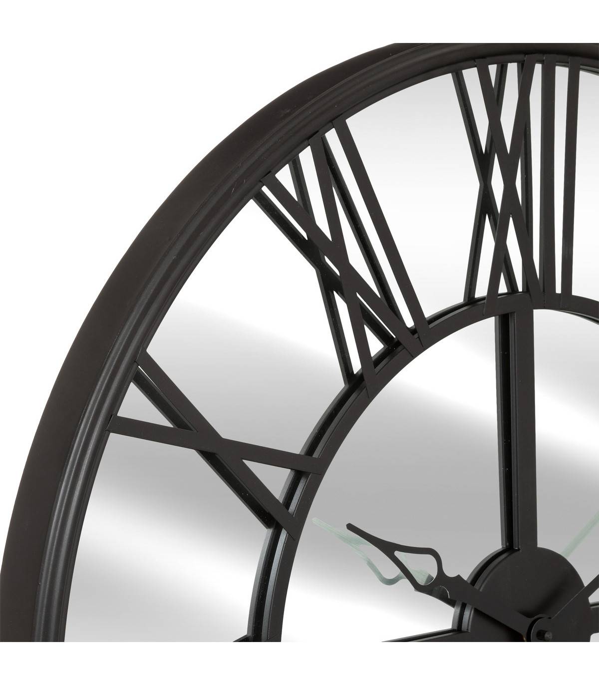 Grande Pendule murale Miroir en métal noir et verre D 70 cm - Imagen 2