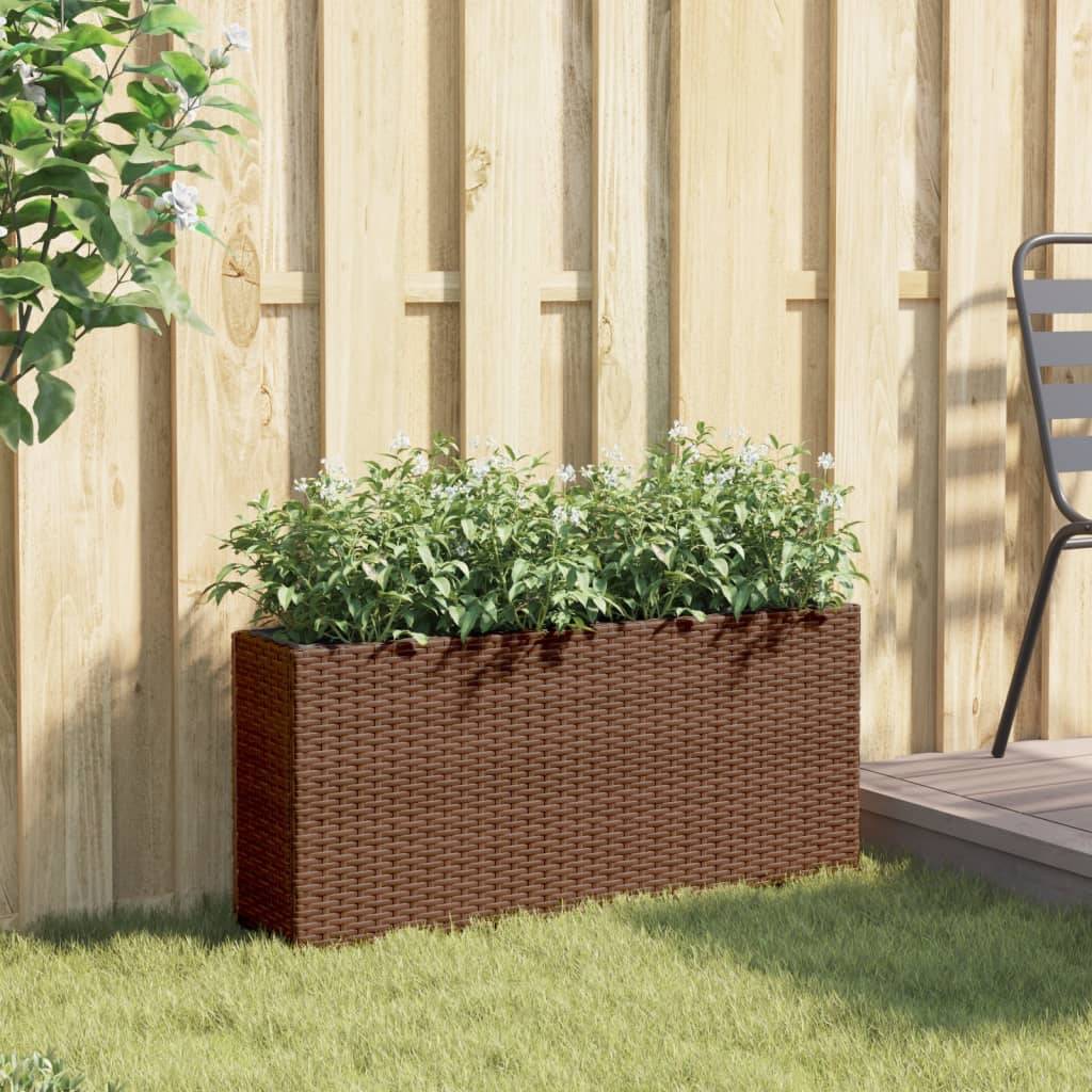 ComfortXL - Jardinière Rectangulaire Résine Tressée Double Bac pour Plantes 90x20x40 cm Marron - ComfortXL Outdoor Living - Image 3