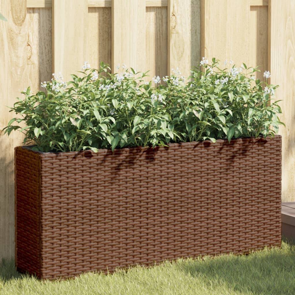 ComfortXL - Jardinière Rectangulaire Résine Tressée Double Bac pour Plantes 90x20x40 cm Marron - ComfortXL Outdoor Living - Image 1
