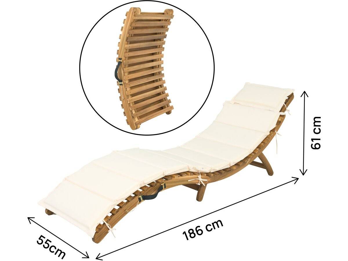 Habitat Et Jardin - Bain De Soleil En Bois Avec Coussins Inclus "jakarta" - Beige -habitat Et Jardin - Image 3