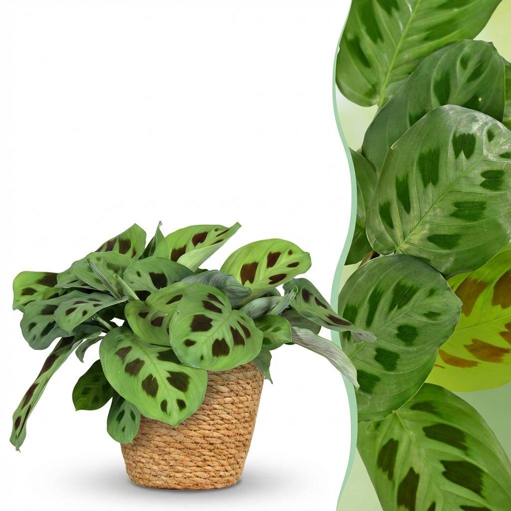 Maranta Fascinator Kerchoveana - Pet-friendly - Pot de 12cm - Hauteur 25cm - 1 plante - Panier - Plantes d'intérieur