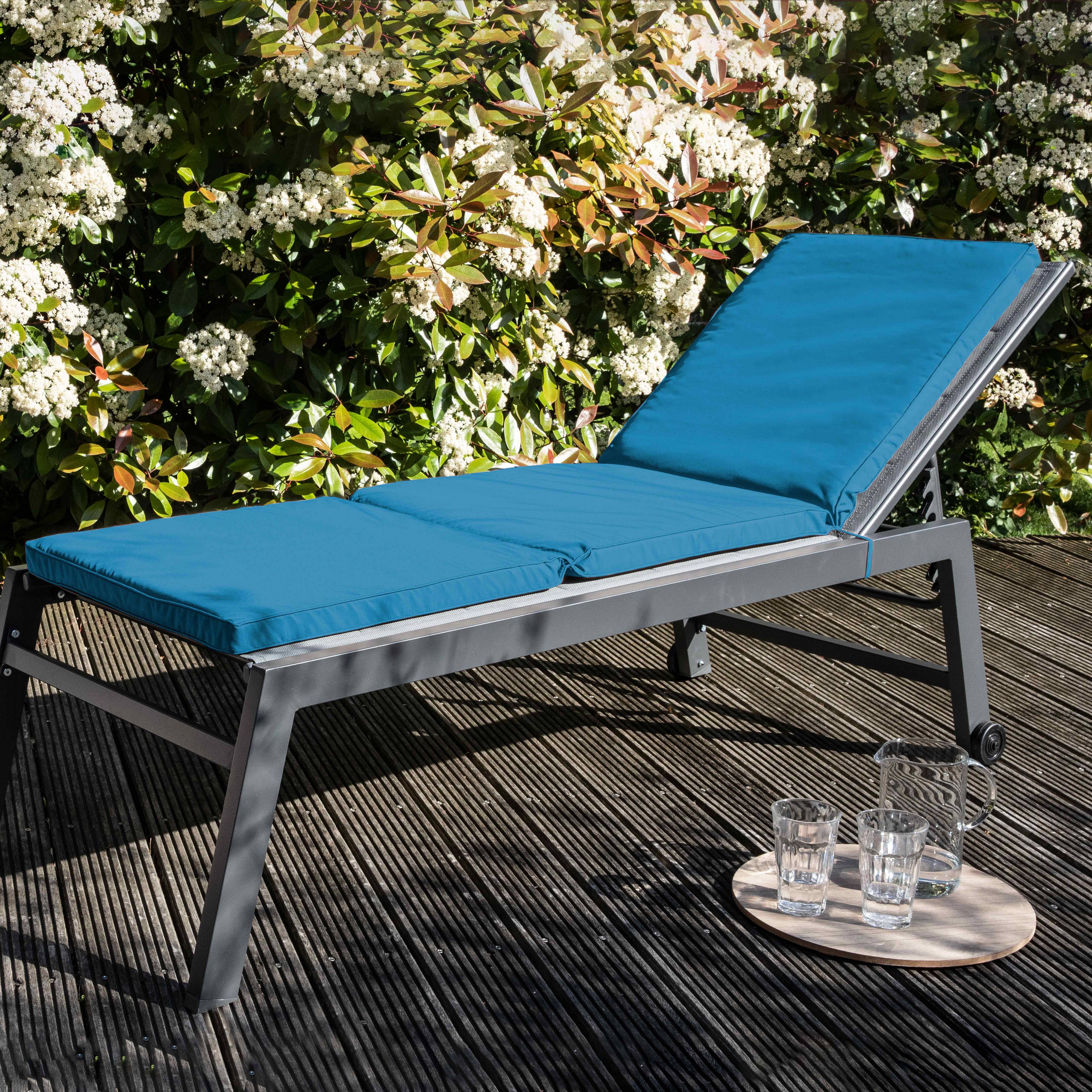 Oviala - Lot 2 coussins bain de soleil polyester bleu 186 x 53 x 5 cm Picchu - Oviala - Image 5