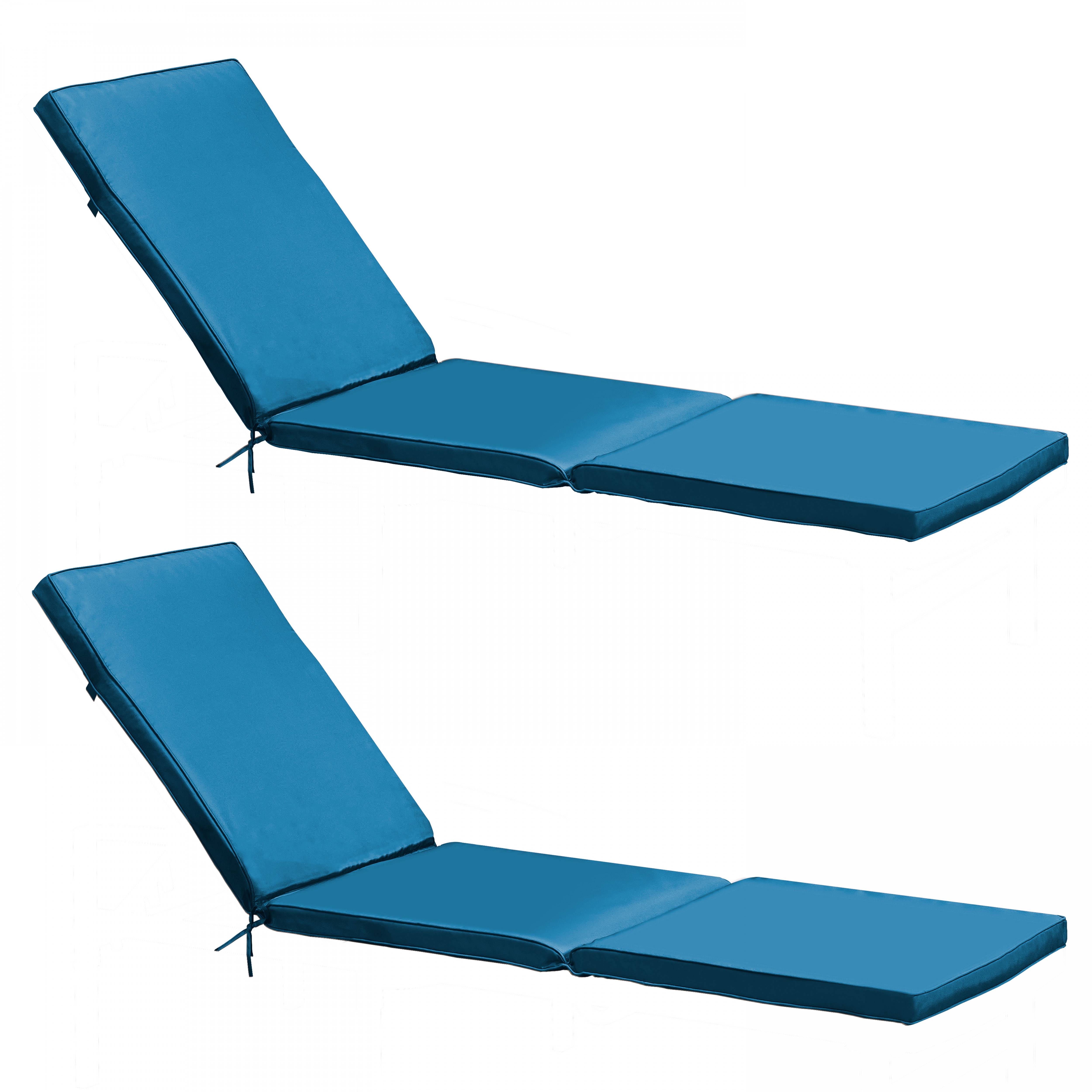 Oviala - Lot 2 coussins bain de soleil polyester bleu 186 x 53 x 5 cm Picchu - Oviala - Image 1