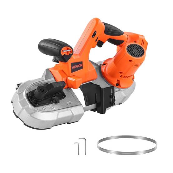 VEVOR Scie ruban portative 20V, sans fil. Moteur sans balais, coupe 6.5cm. Vitesse variable 0-192 m/min. Pour métal/bois. - Image 9