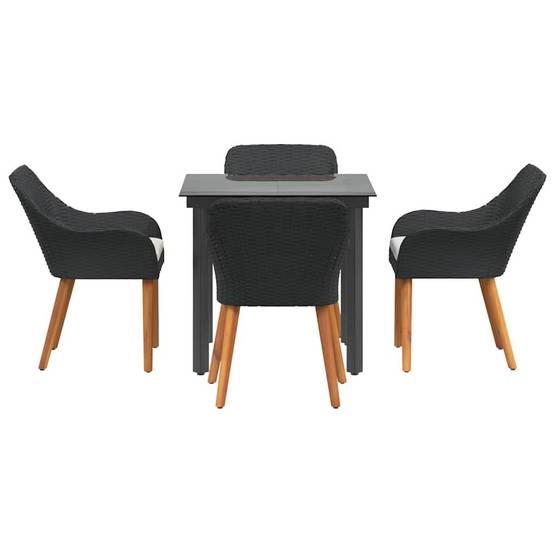 Ensemble Table et Chaises de Jardin 5 Pièces en Polyrotin pour 4 Personnes Noir – ComfortXL Outdoor Living - Image 7