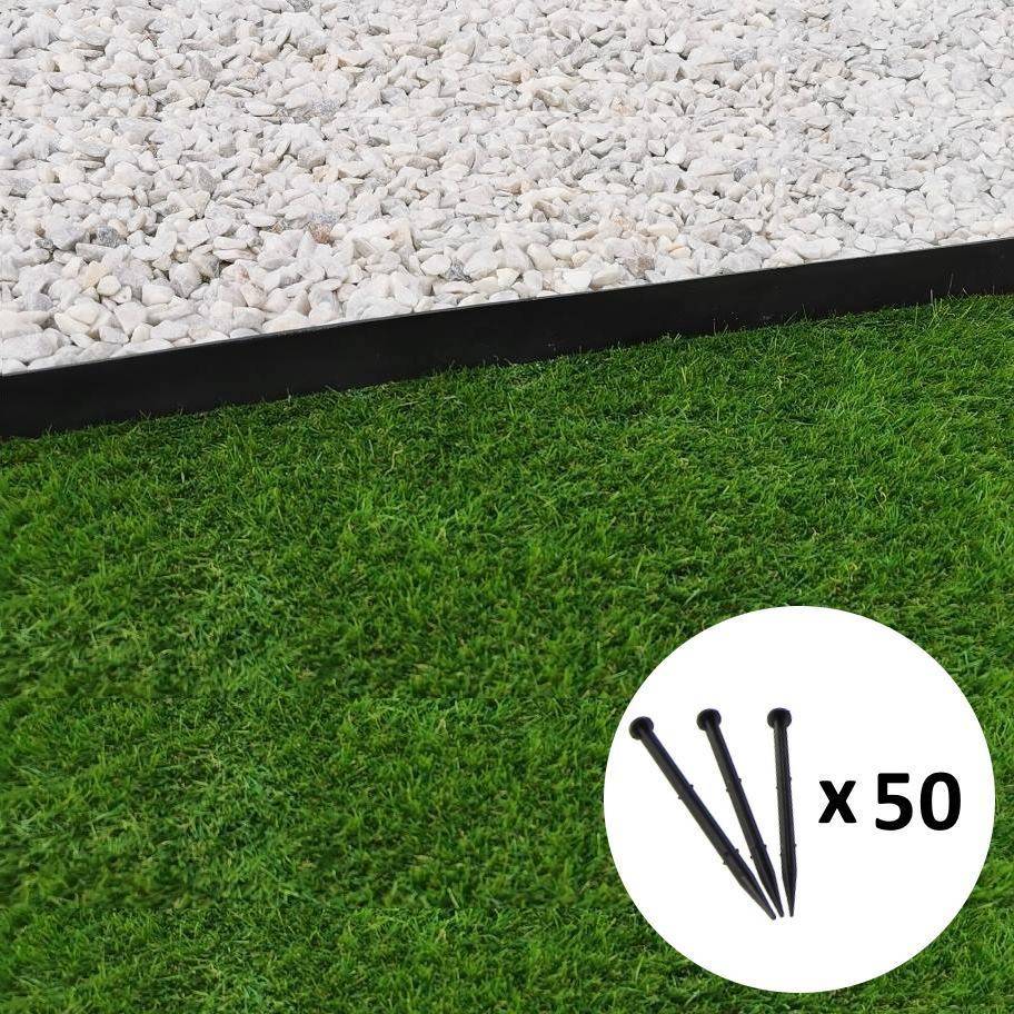 Gt Garden - Bordure de jardin droite noire - 4,5 cm x 10 mètres avec 50 piquets d'ancrage - GT GARDEN - Imagen 1
