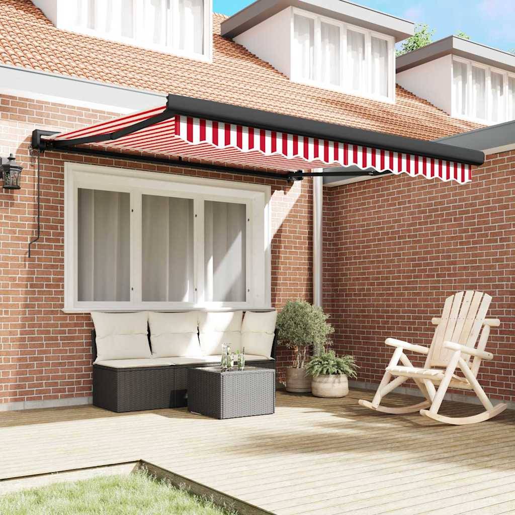 Store Extérieur Motorisé Armature Aluminium et Toile Anti-UV pour Façade Rouge et Blanc 350x250 cm – ComfortXL Outdoor Living - Image 3