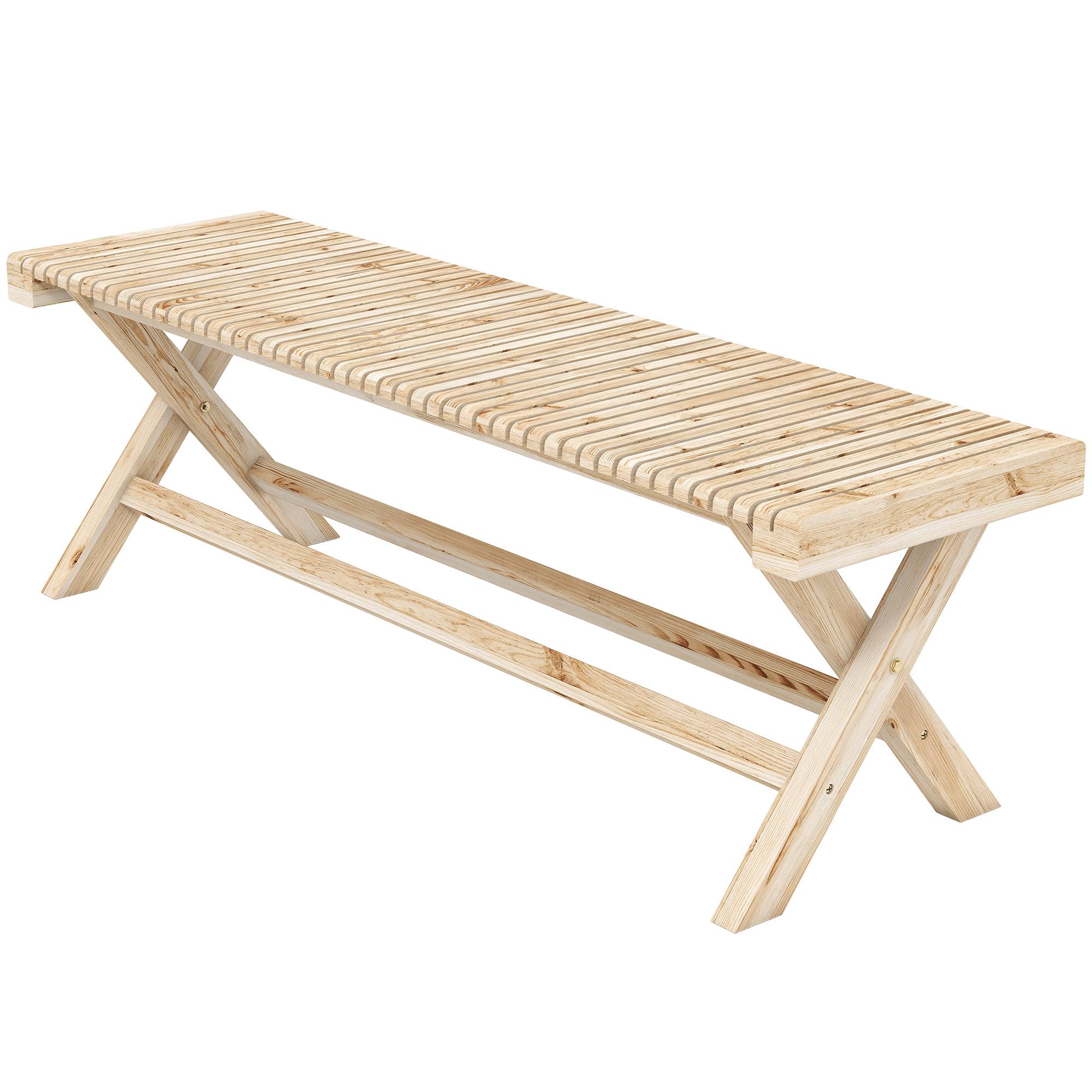 Sans Marque - Banc Jardin Bois massif Banquette Assise Lattes 140x40x43 cm Bois Naturel - Image 2