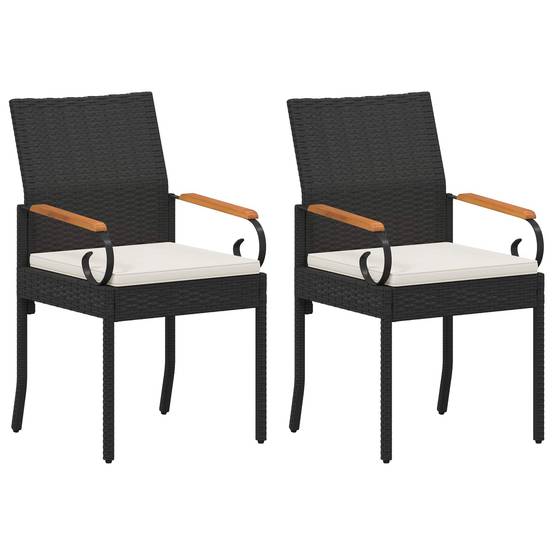 Chaises de jardin polyrotin et acier noir et blanc crème 59.5 x 50 x 88 cm - PANGIVO - Image 2