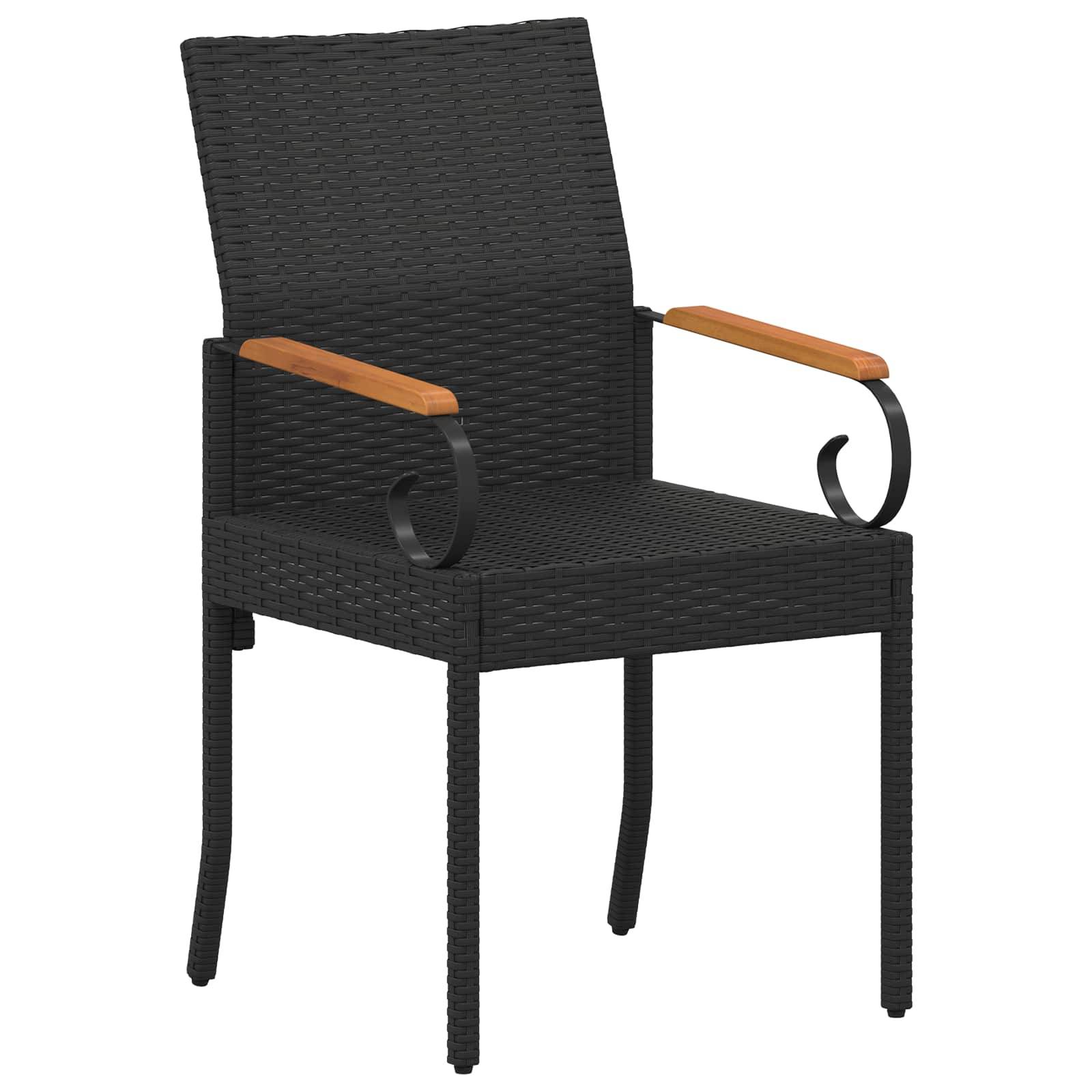 Chaises de jardin polyrotin et acier noir et blanc crème 59.5 x 50 x 88 cm - PANGIVO - Image 5