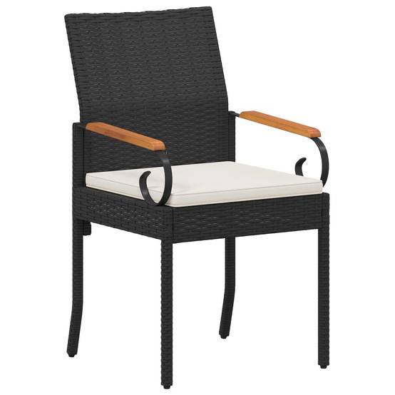 Chaises de jardin polyrotin et acier noir et blanc crème 59.5 x 50 x 88 cm - PANGIVO - Image 4