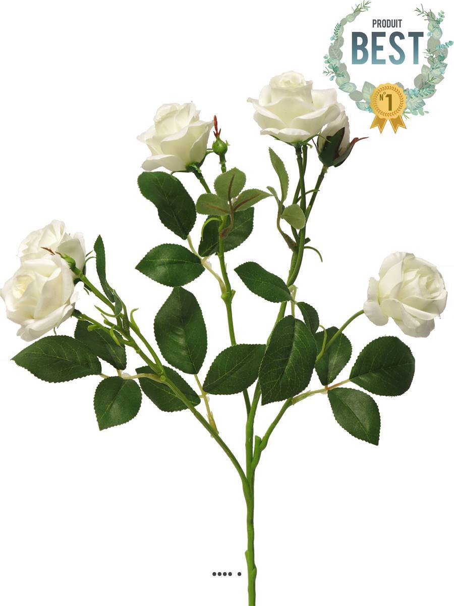 Artificielles - Branche de Rosier artificielle, 4 ramures, 68 cm Crème - BEST - couleur: Crème - Imagen 1
