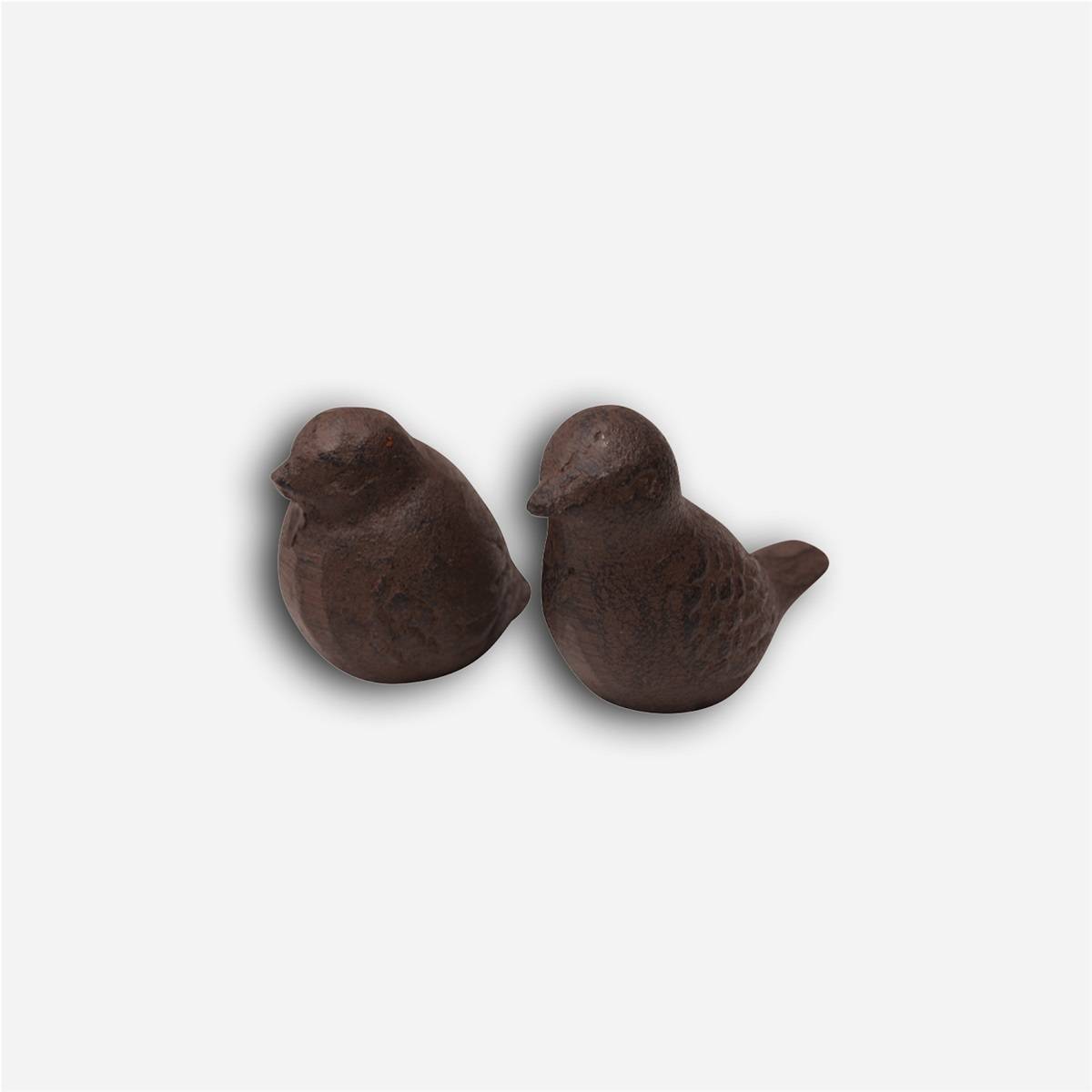 Lot de 2 petits oiseaux décoratifs en fonte