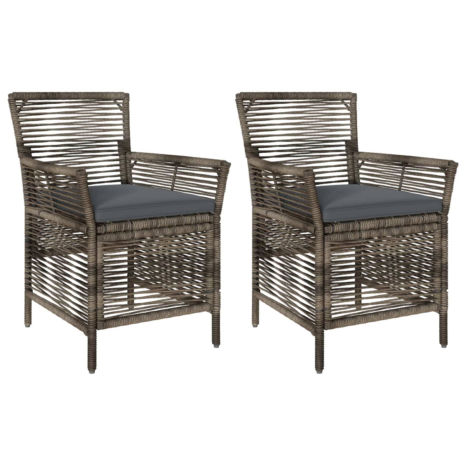 Lot de 2 chaises de jardin polyrotin gris 61 x 58 x 83 cm - PANGIVO - Image 2