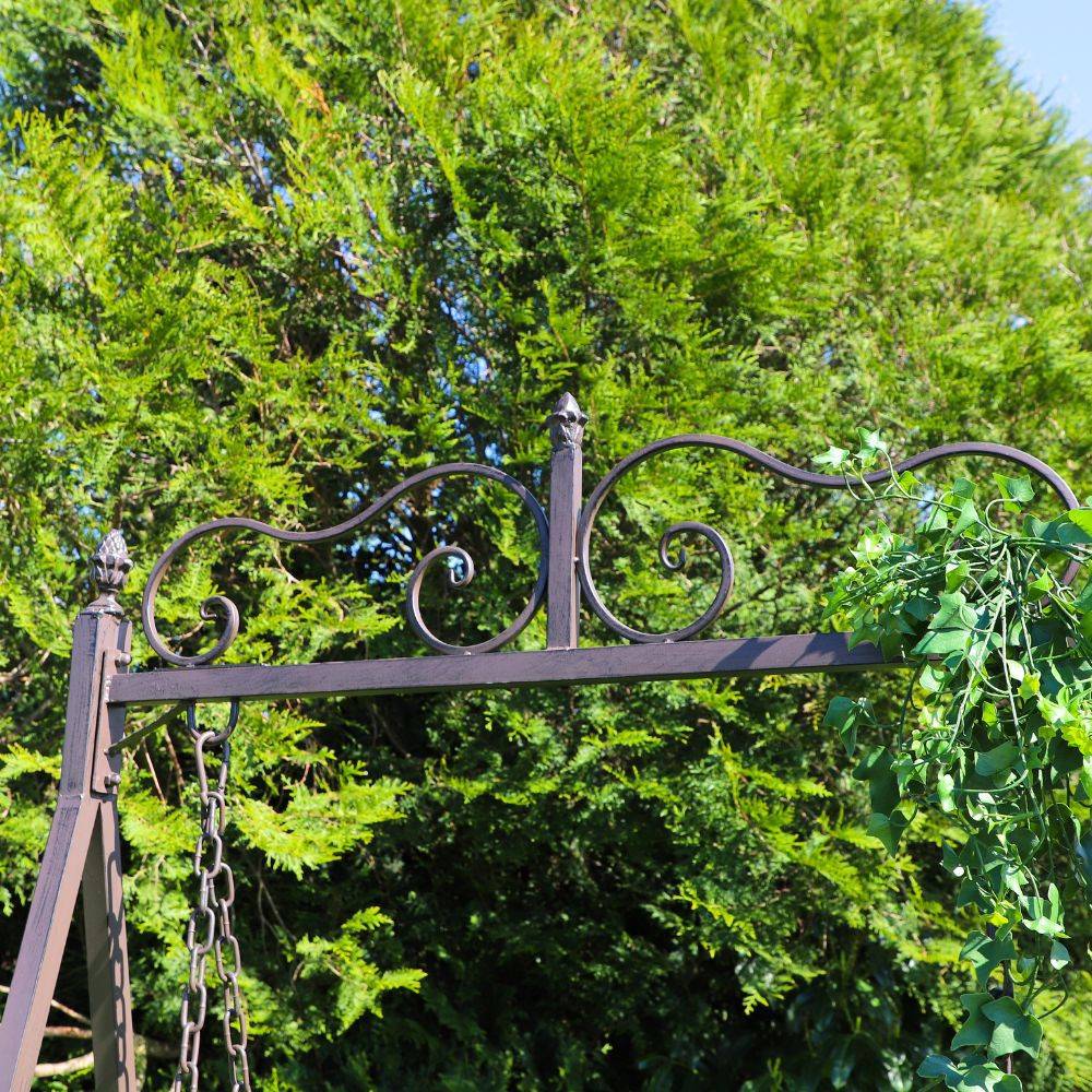 Balancelle de jardin en fer forgé marron 1 place Ht.209 cm Chemin de campagne - Imagen 5