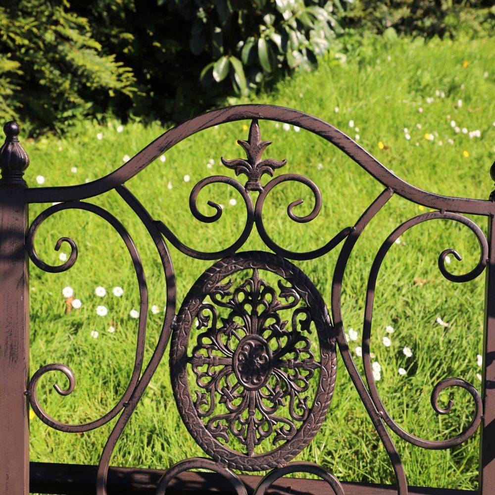 Balancelle de jardin en fer forgé marron 1 place Ht.209 cm Chemin de campagne - Imagen 4