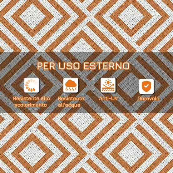 Tapis d'extérieur réversible Polypropylène Terrasse jardin Motif géométrique 182x274cm Marron - ComfortXL Outdoor Living - Image 8