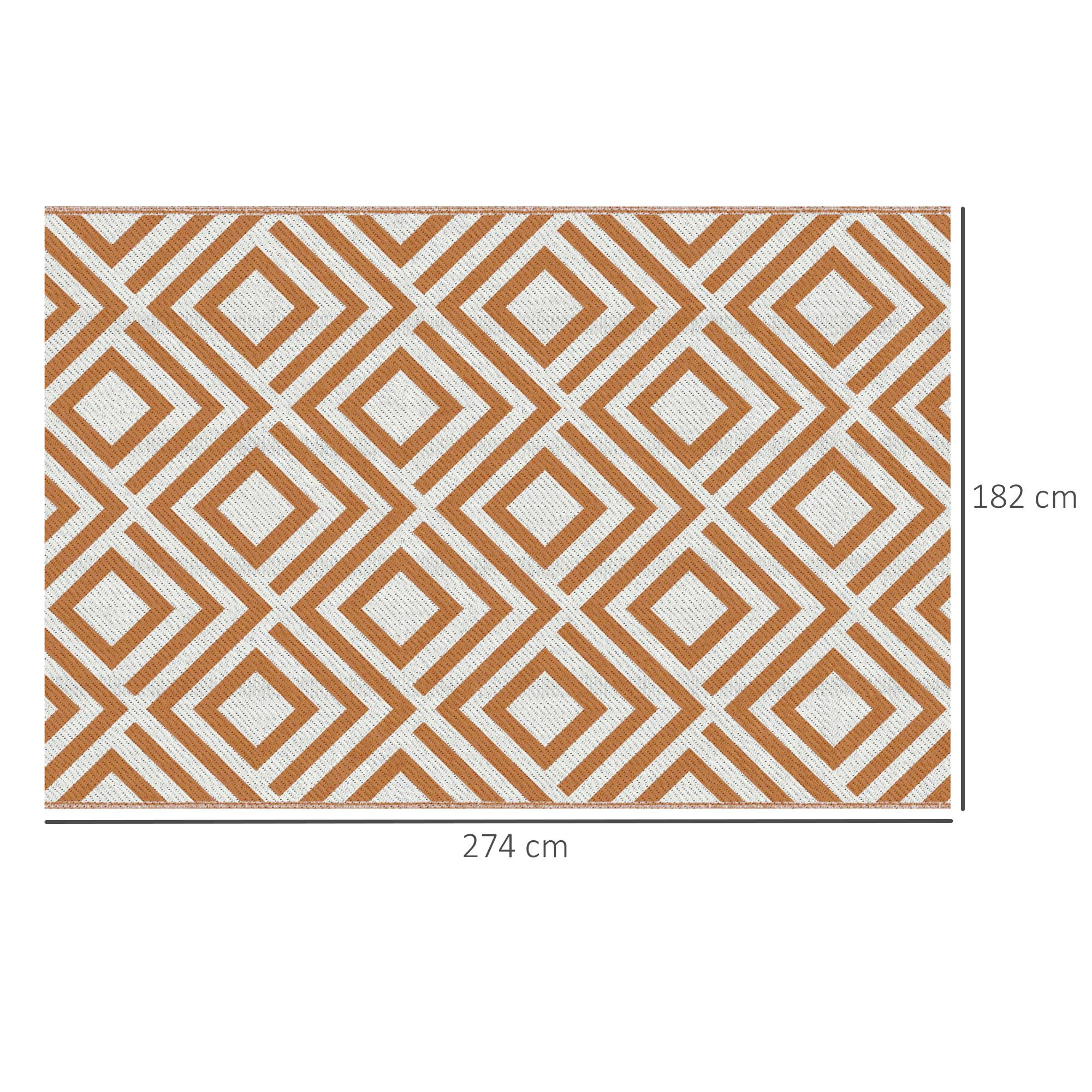 Tapis d'extérieur réversible Polypropylène Terrasse jardin Motif géométrique 182x274cm Marron - ComfortXL Outdoor Living - Image 5