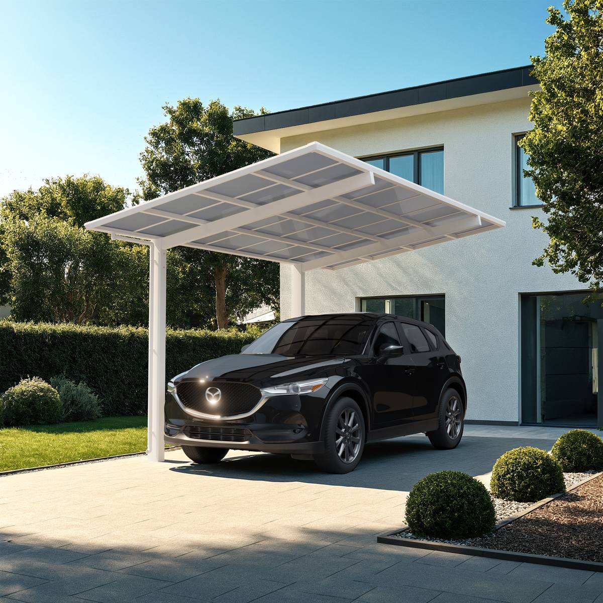Carport simple - charge de toiture 100kg/m² - Anodisé thermolaqué blanc- Linea Ximax standard - Image 2